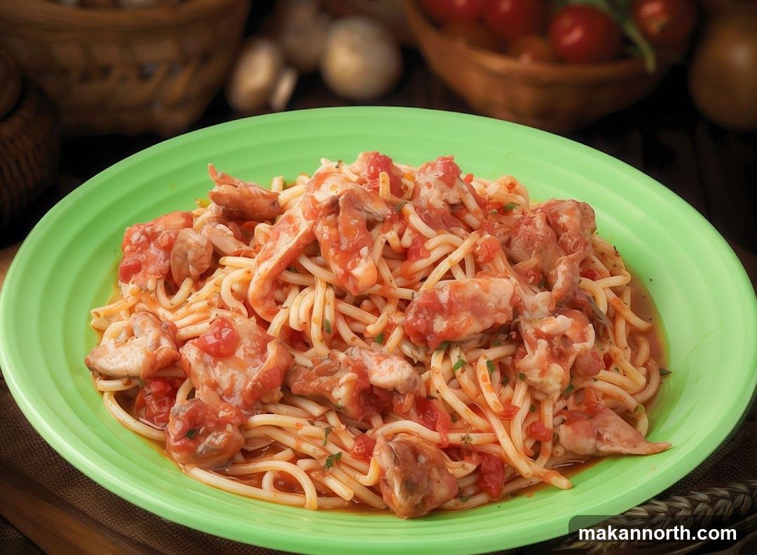 Spaghetti with Chicken and Tomato Sauce
