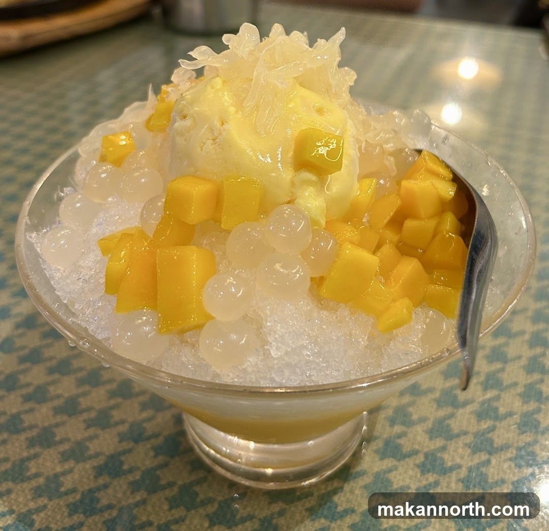 Mango shaved ice dessert