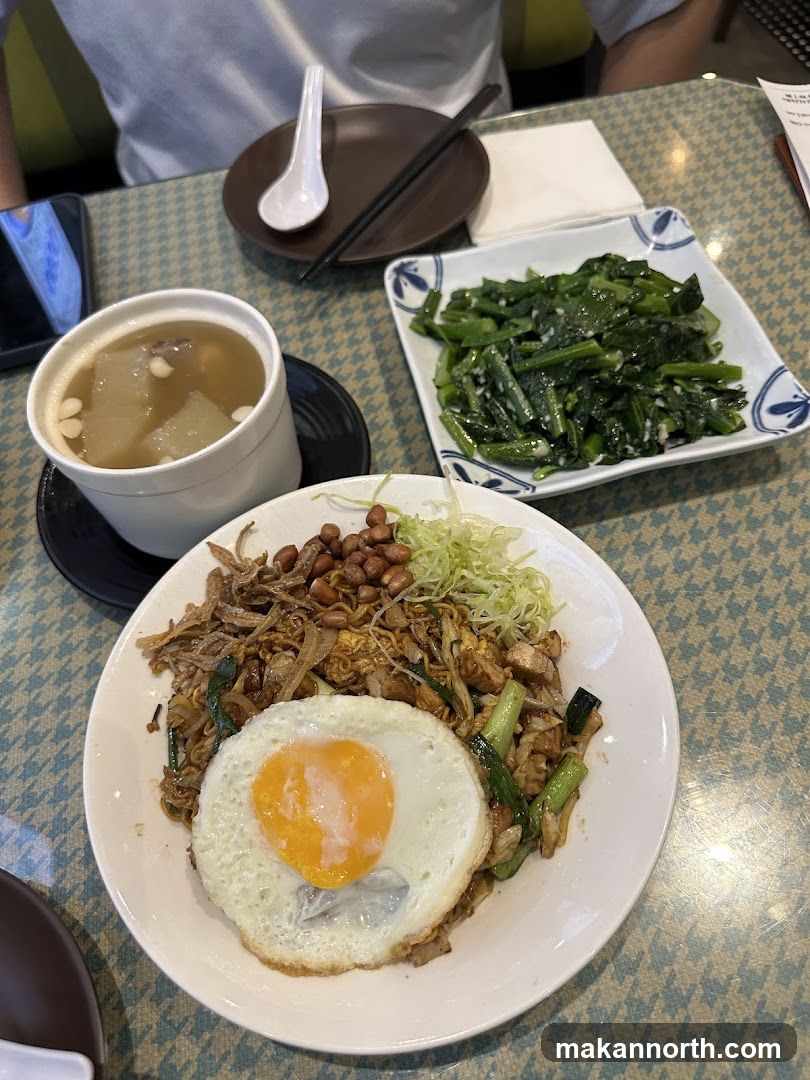 Noodles with Fried Egg and Side Dishes