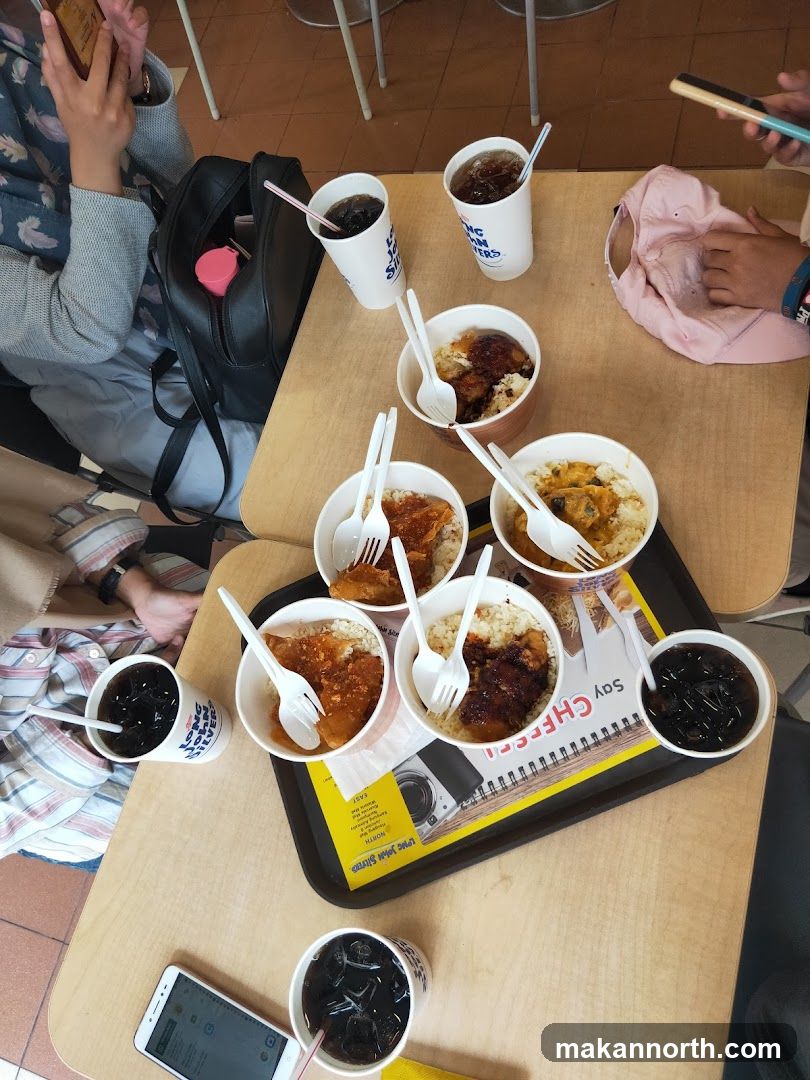 Mealtime with Drinks and Food Bowls
