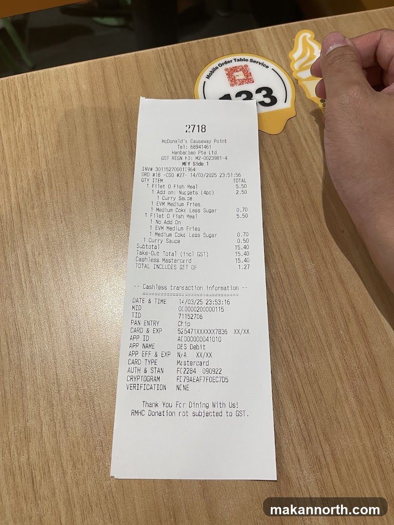 McDonald's Receipt