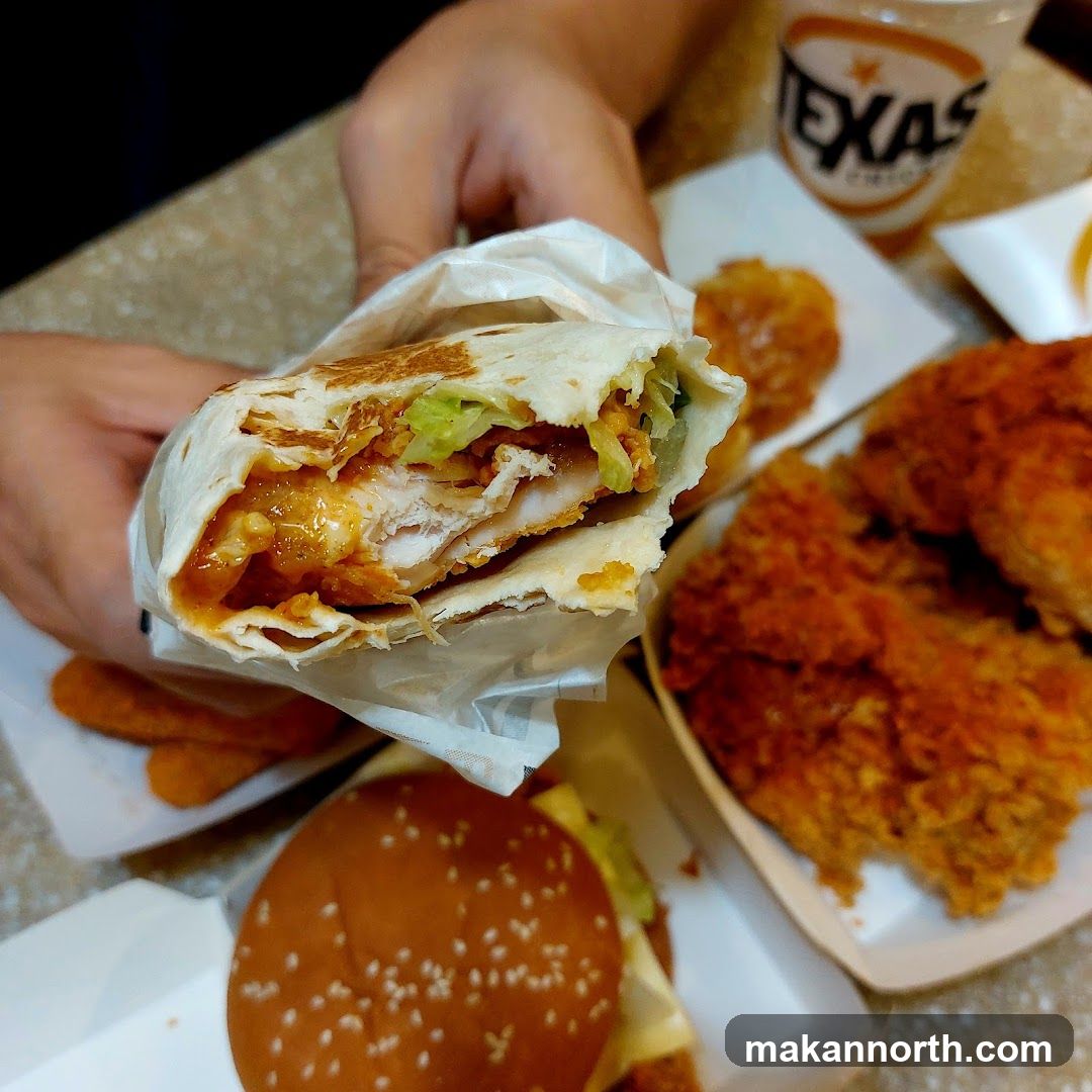 Chicken Wrap and Burger