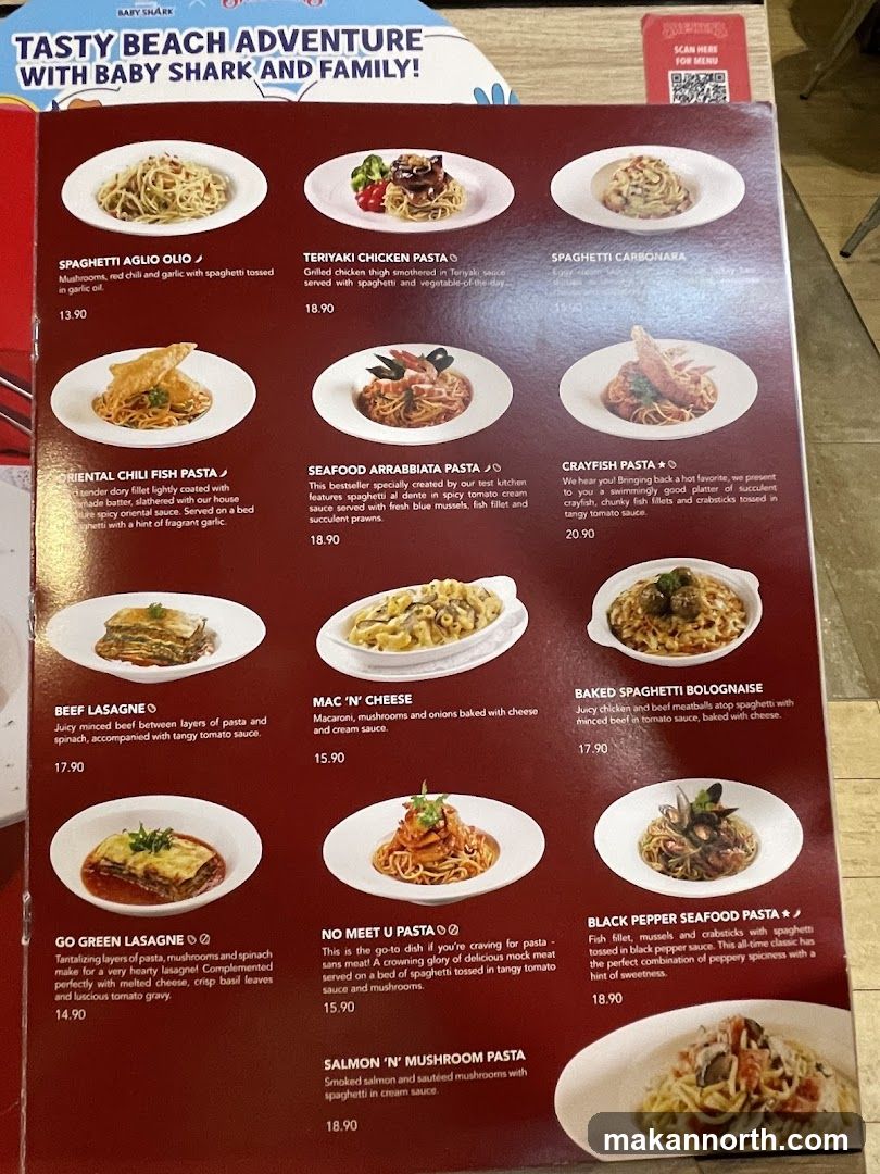 Baby Shark Tasty Beach Adventure Menu