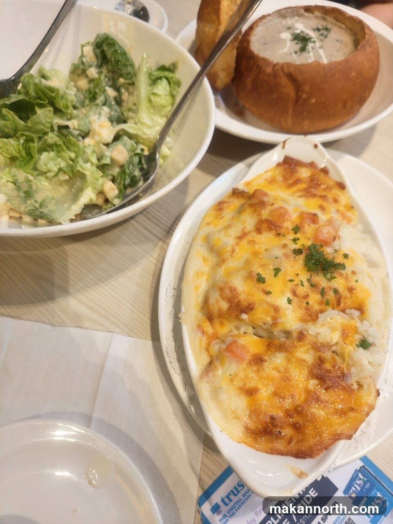 Baked Dish with Cheese and Salad