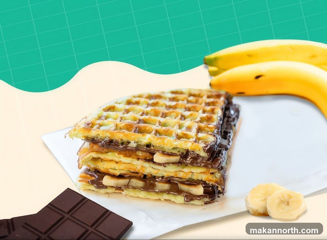 Waffles with Chocolate and Banana