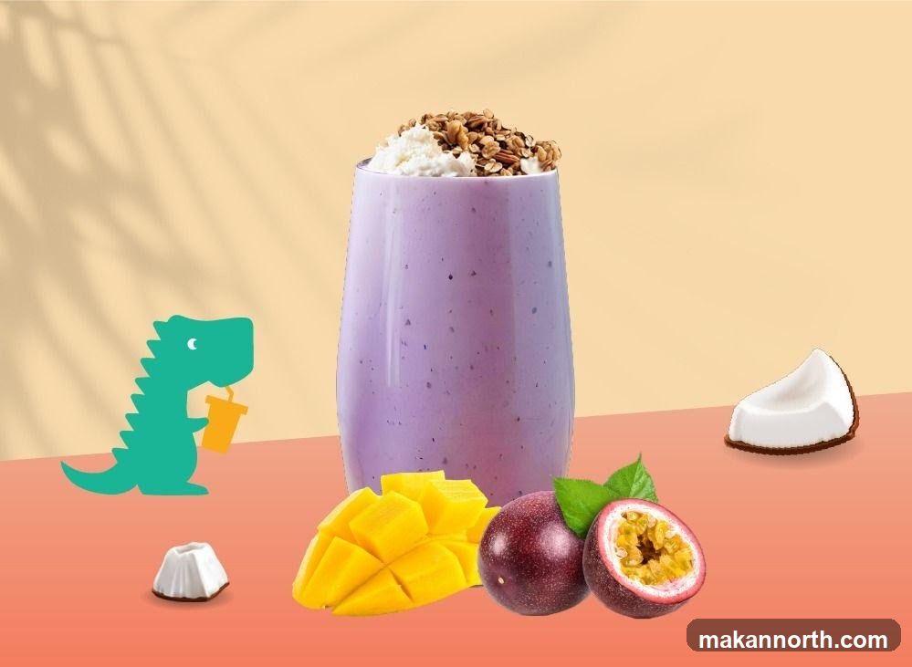 Purple Smoothie with Fruit and Granola