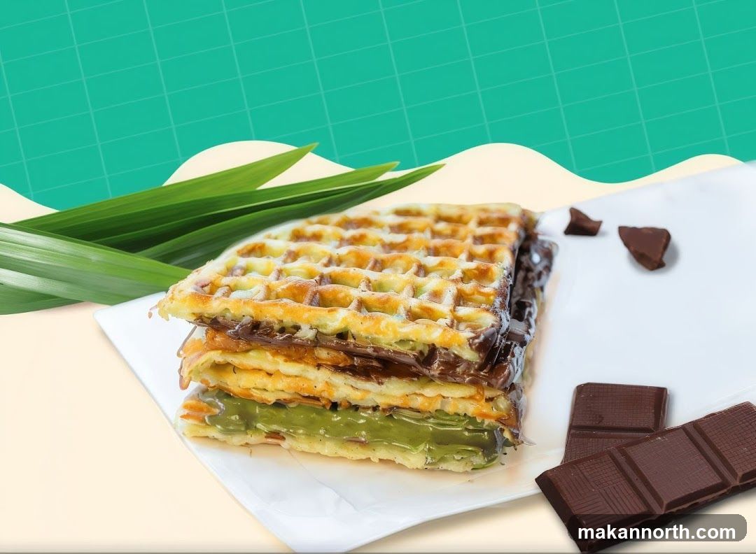 Waffles with Chocolate and Pandan Filling