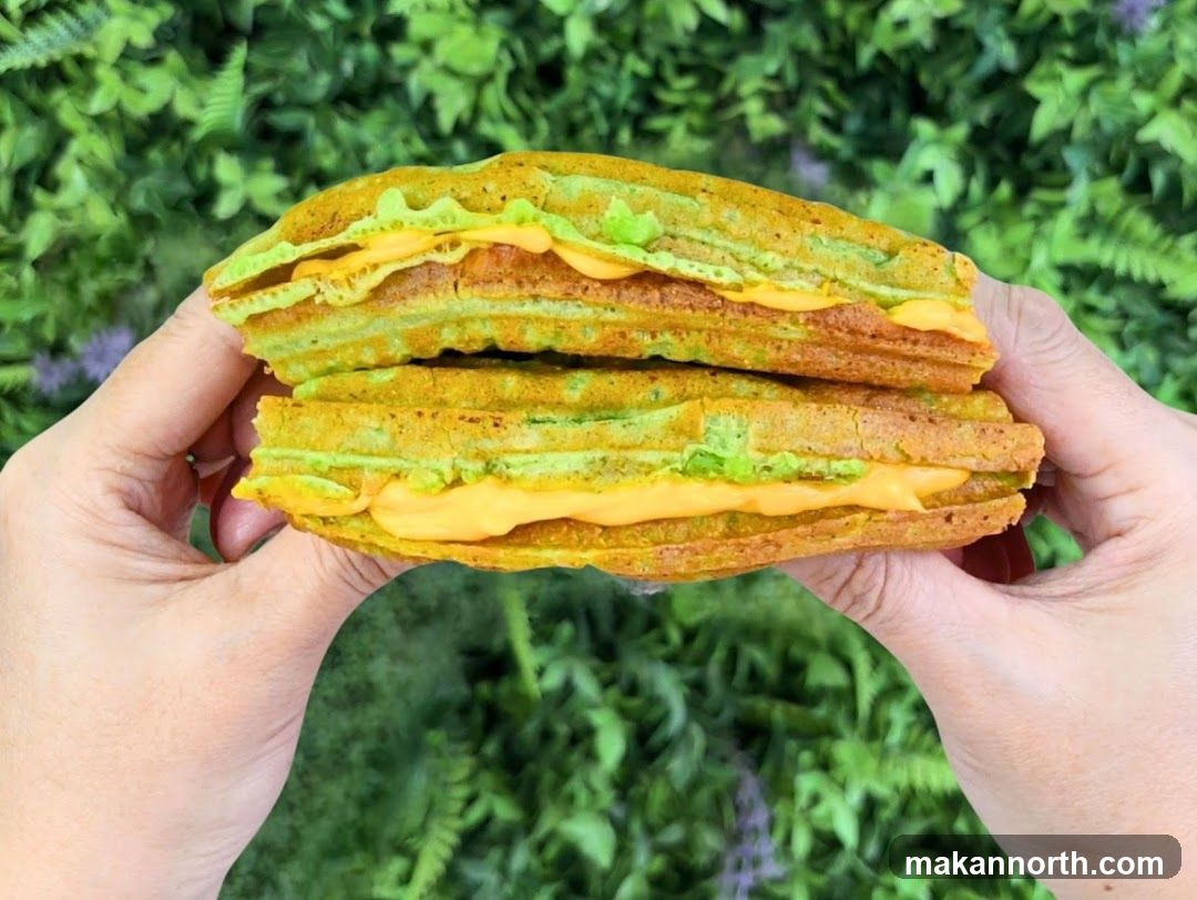 Pandan Waffle Sandwich with Cheese