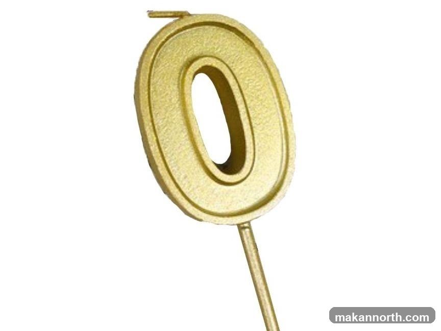Gold Number 0 Candle