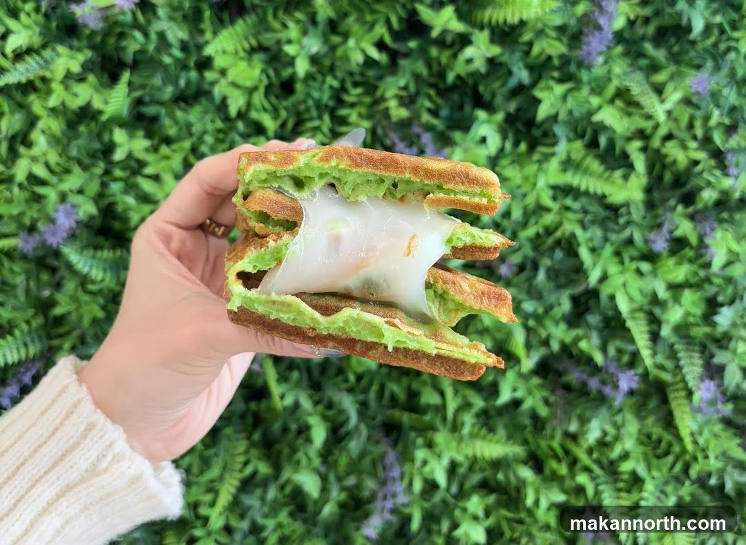 Green Waffle Sandwich with Molten Filling