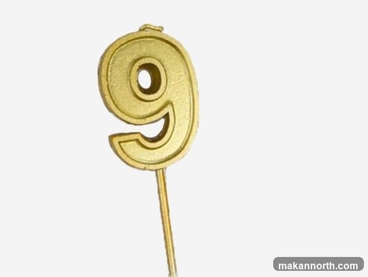 Gold Number 9 Candle