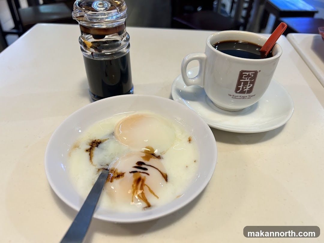 Soft-boiled eggs and coffee