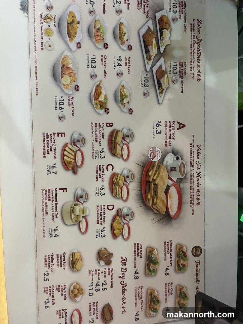 Ya Kun Kaya Toast Menu