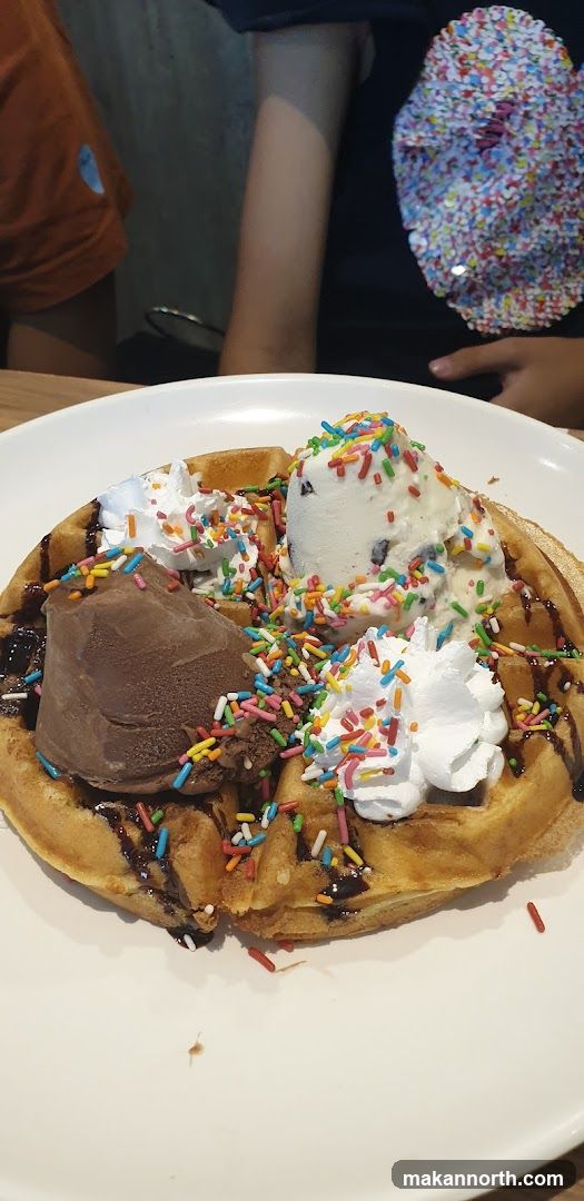 Waffle with Ice Cream and Sprinkles