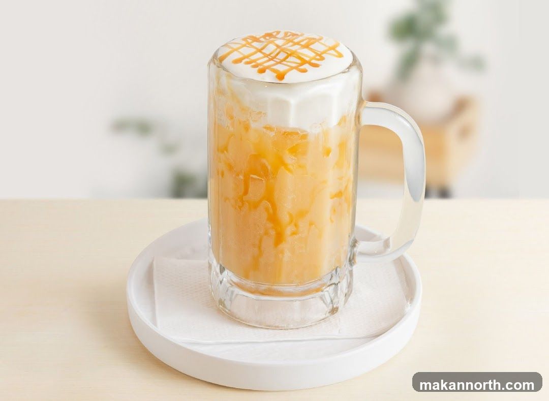 Iced Tea with Cream and Caramel Drizzle
