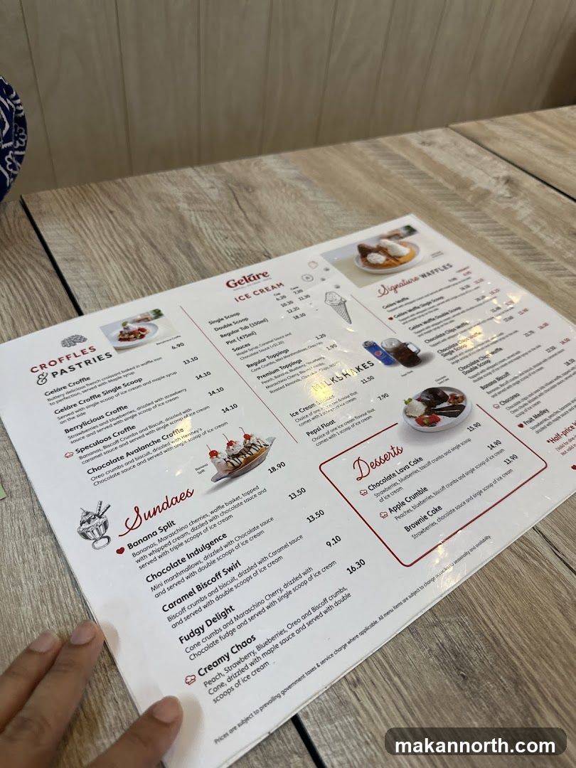 Gelare Ice Cream Menu