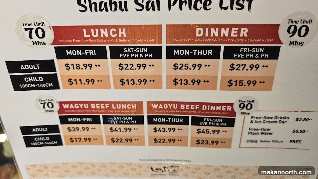 Shabu Sai Price List