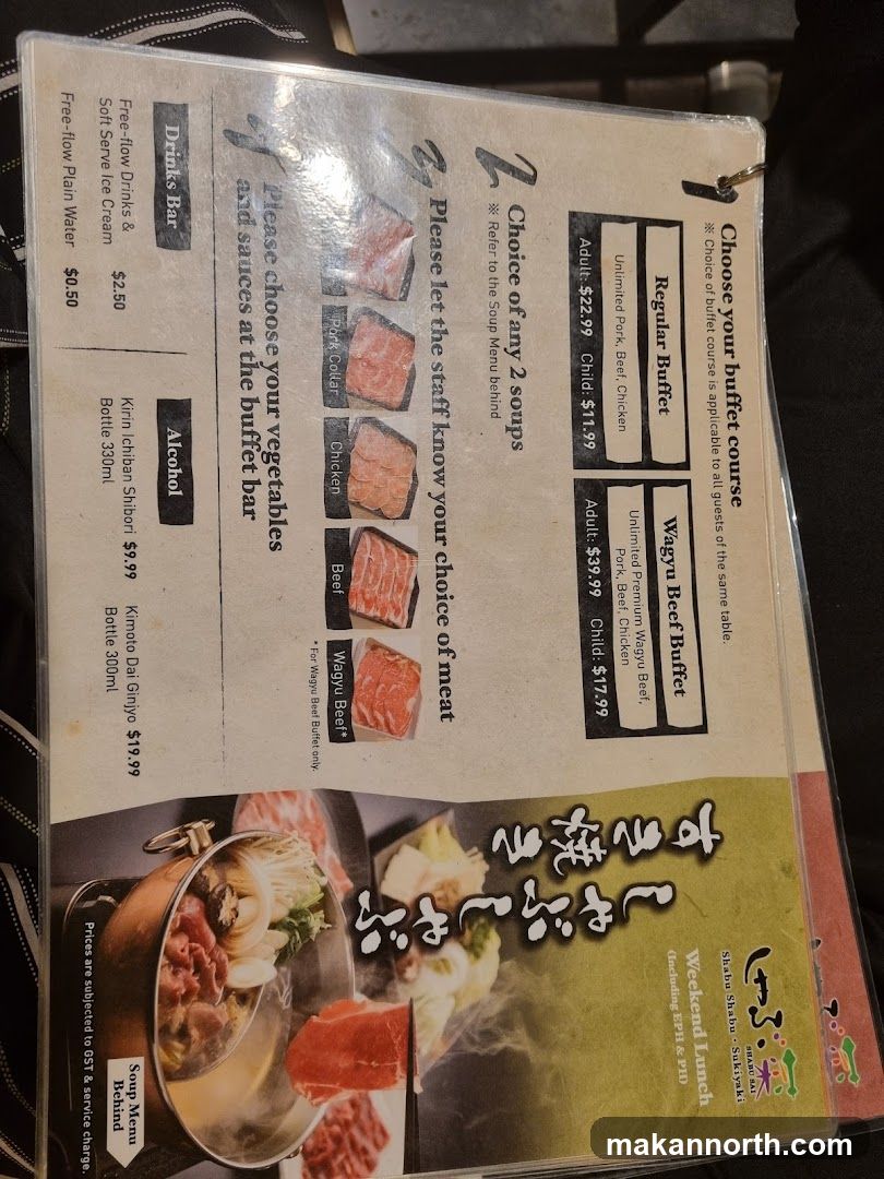 Shabu Shabu Sukiyaki Menu