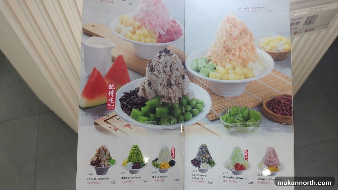 Snowy Ice Menu