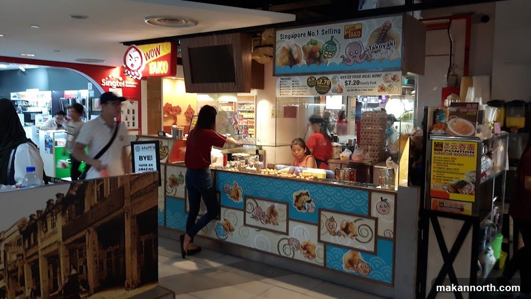 Food stall with Takoyaki and Wanton Noodles