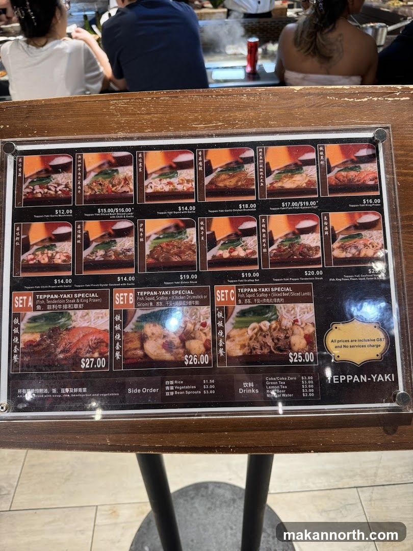 Teppan-Yaki Menu