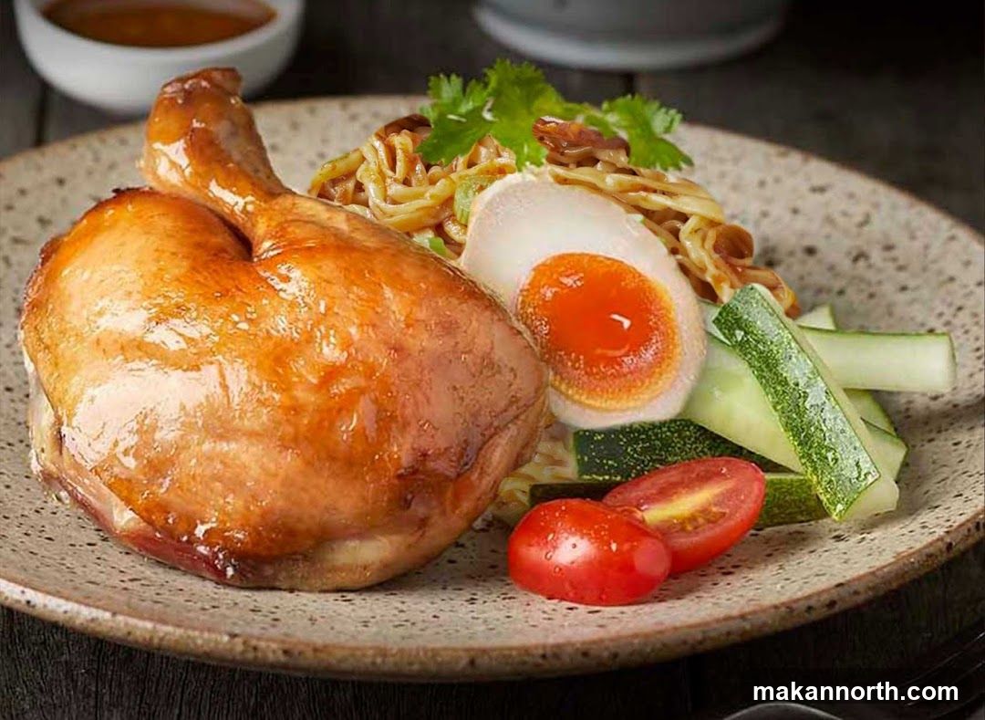 Roasted Chicken Leg with Noodles and Egg