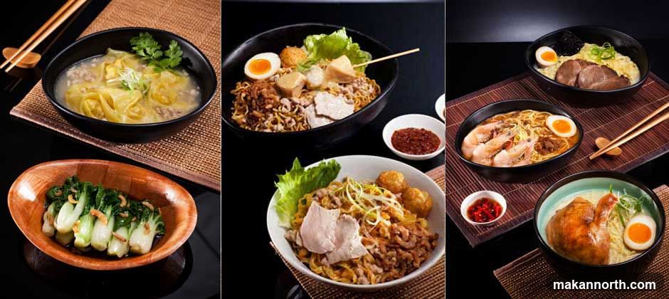 Assortment of Asian Noodle Dishes and Side Dish
