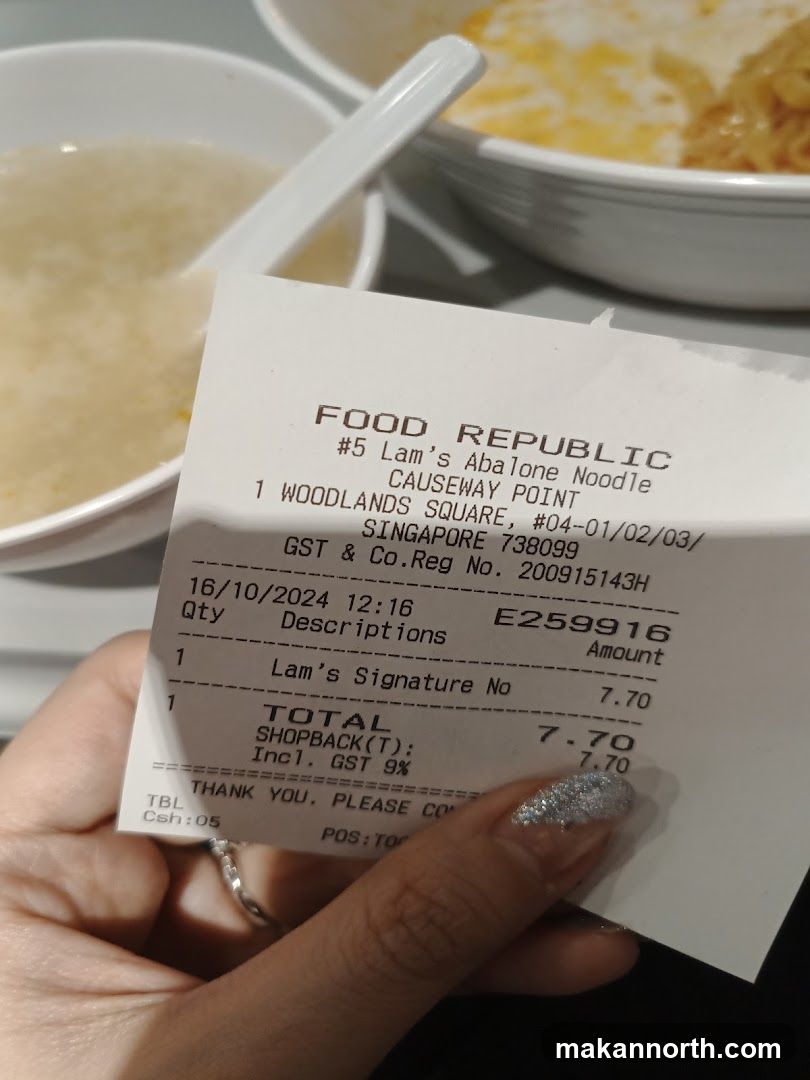 Receipt from Food Republic