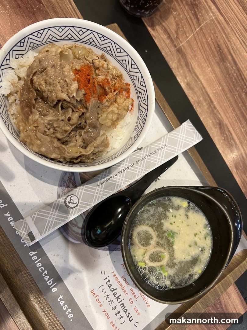Beef Bowl and Miso Soup