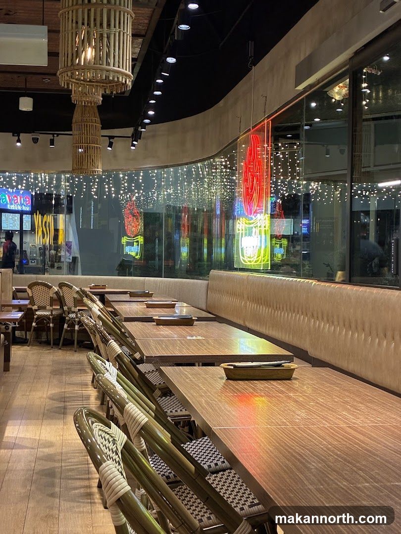 Restaurant Interior with Neon Signage