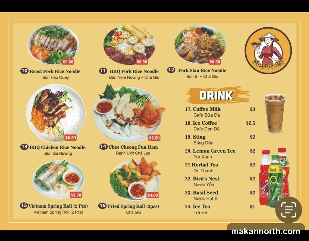 Miss Banh Mi Menu