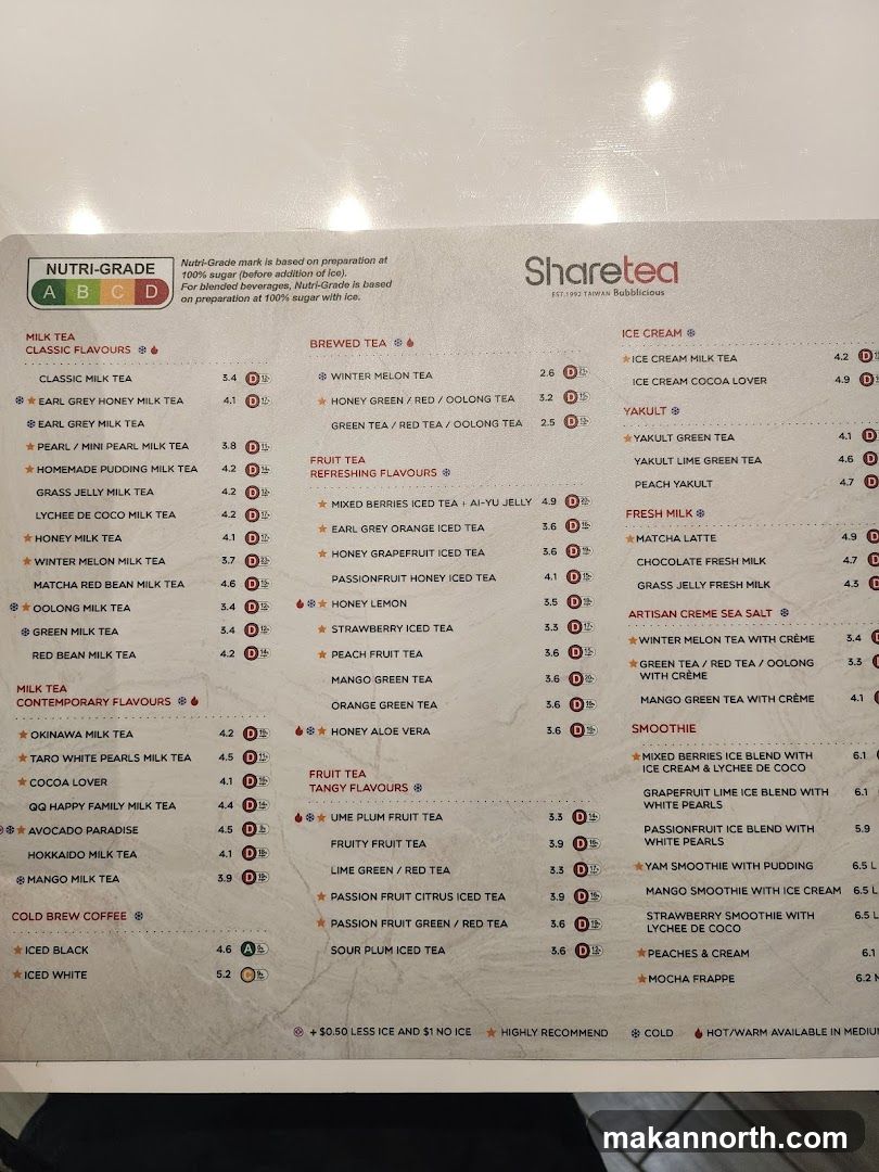 Sharetea Menu
