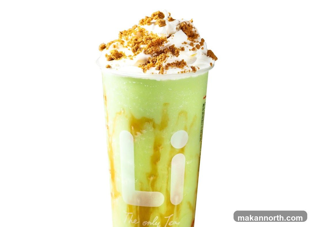 Green Tea Frappe with Whipped Cream and Crumble