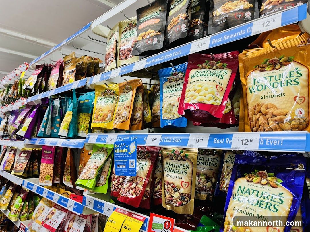 Assortment of Packaged Nuts and Dried Fruits
