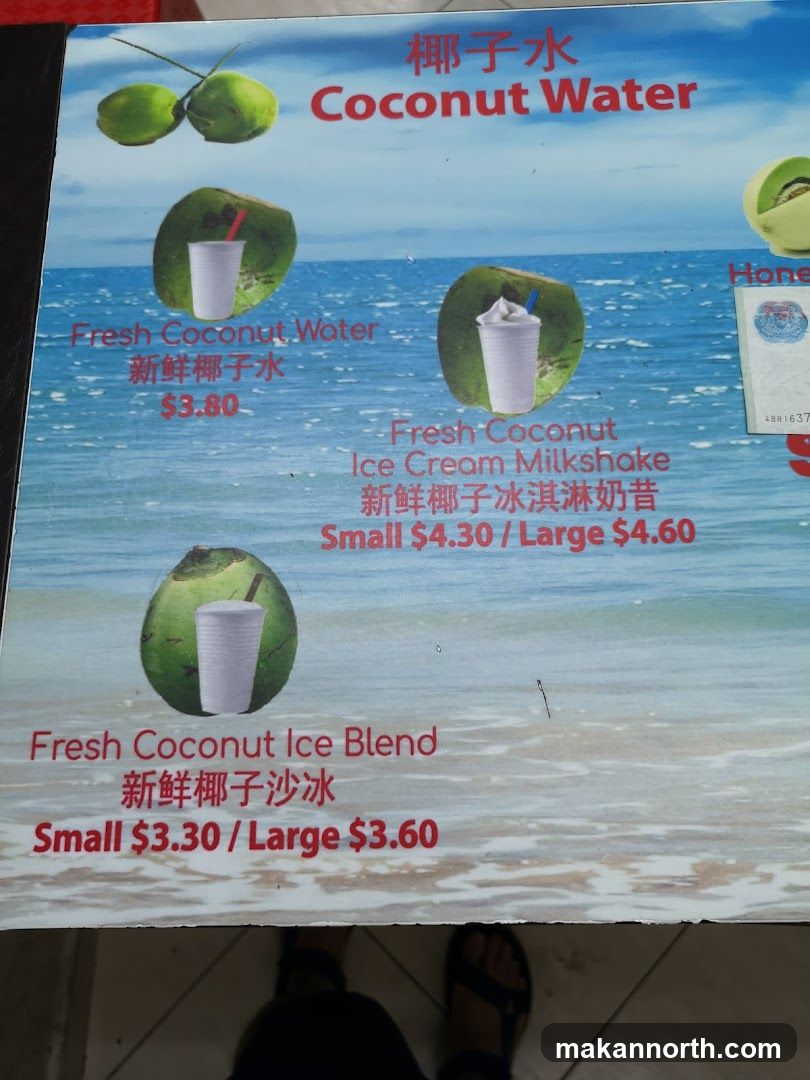 Coconut Water Menu
