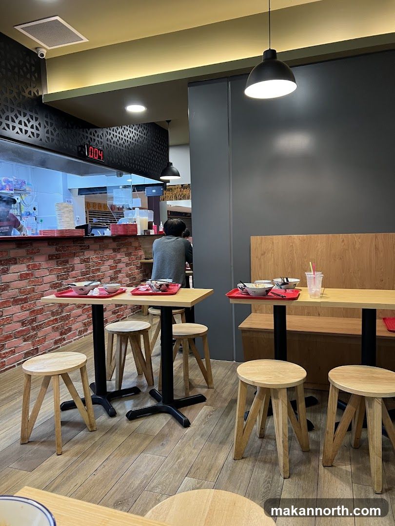 Restaurant Interior with Dining Tables and Stools