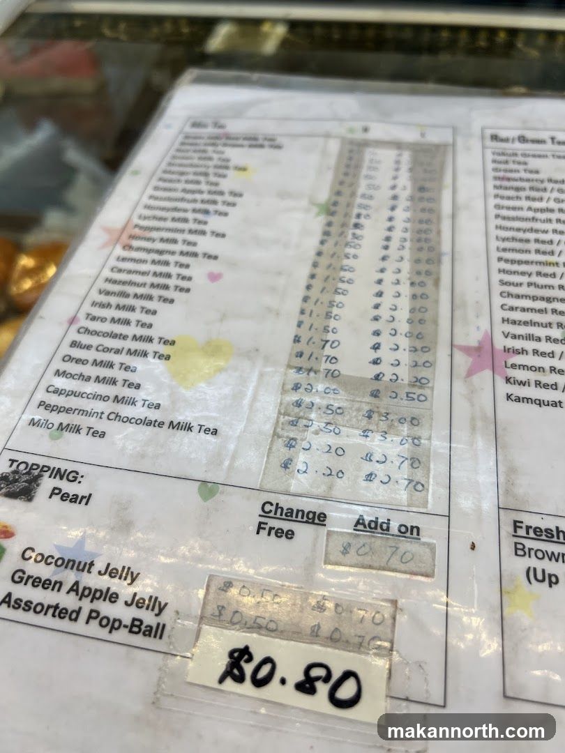 Milk Tea Menu