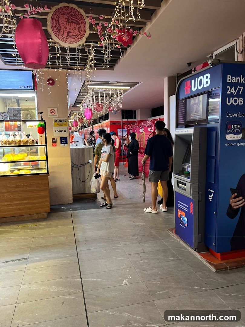 Street scene with ATM and food stall