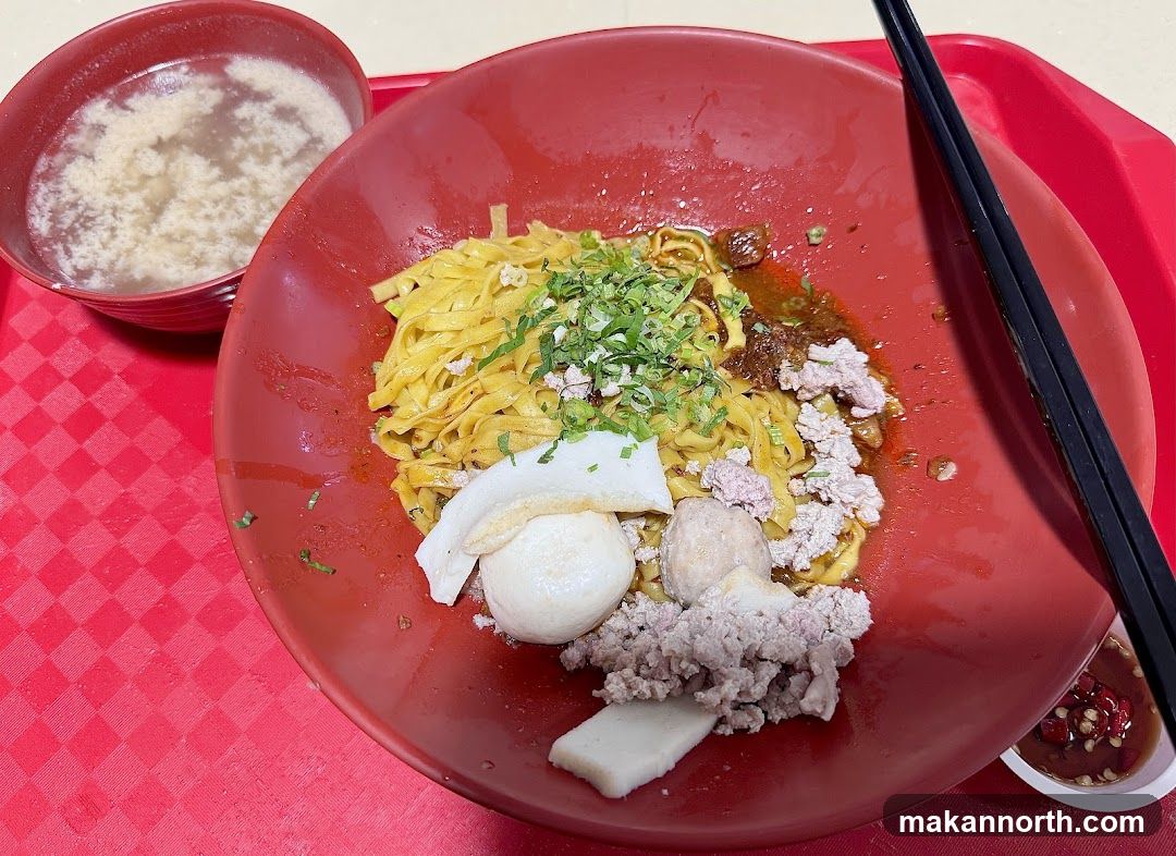 Noodles with Minced Pork and Fish Balls