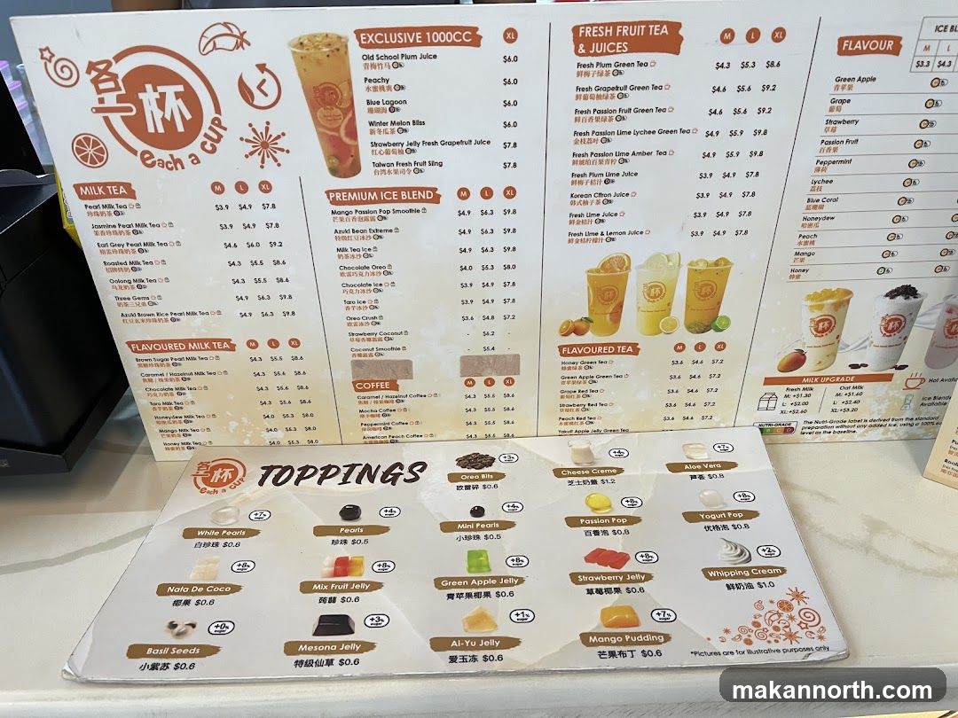 Each a Cup Menu