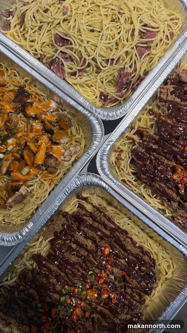 Four Trays of Spaghetti Dishes