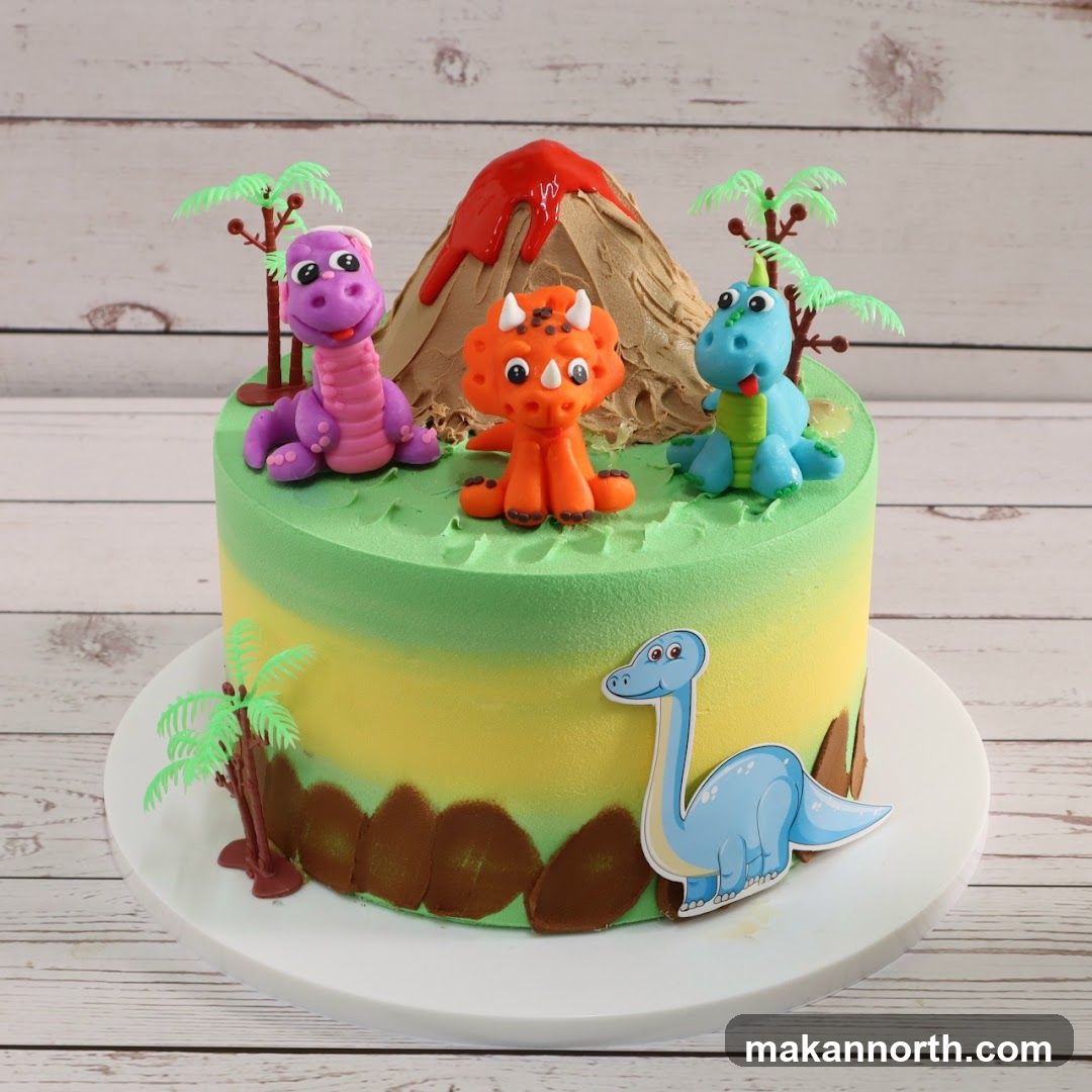 Dinosaur Volcano Cake