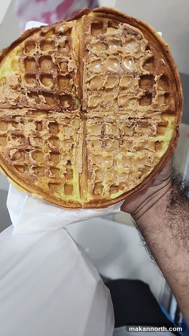 Waffle with peanut butter