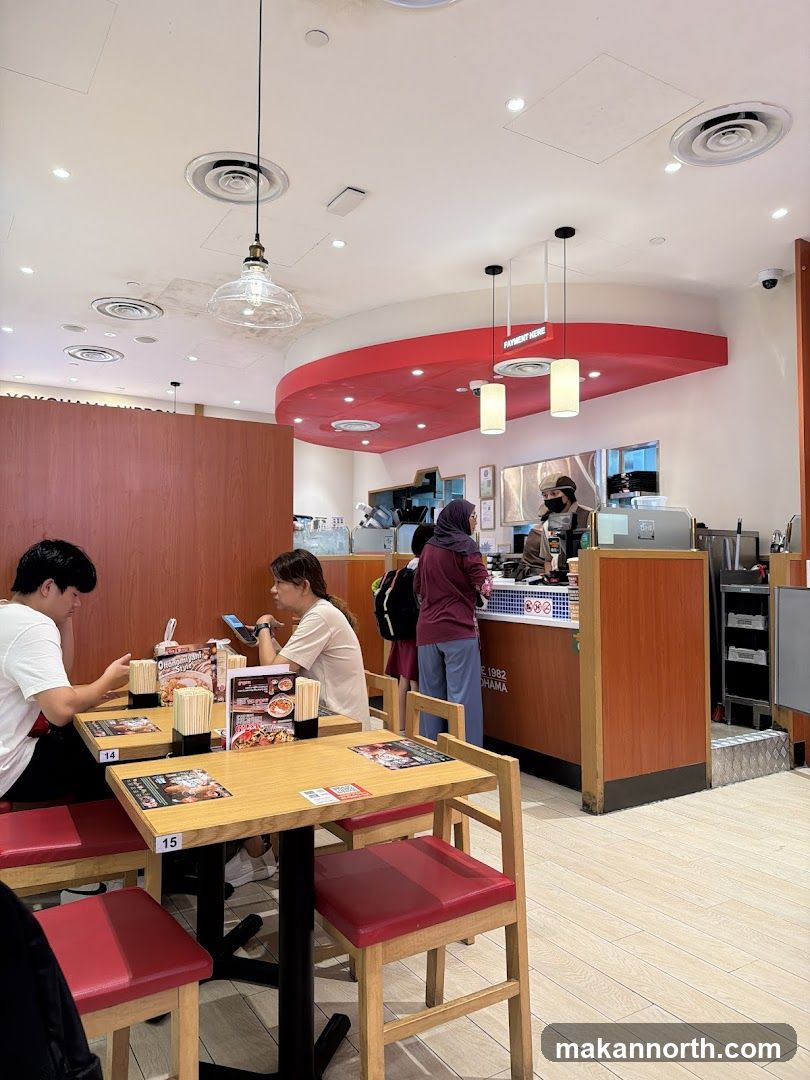 Restaurant Interior with Customers and Counter