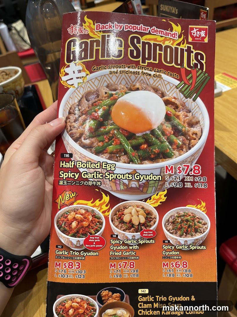 Sukiya Garlic Sprouts Menu