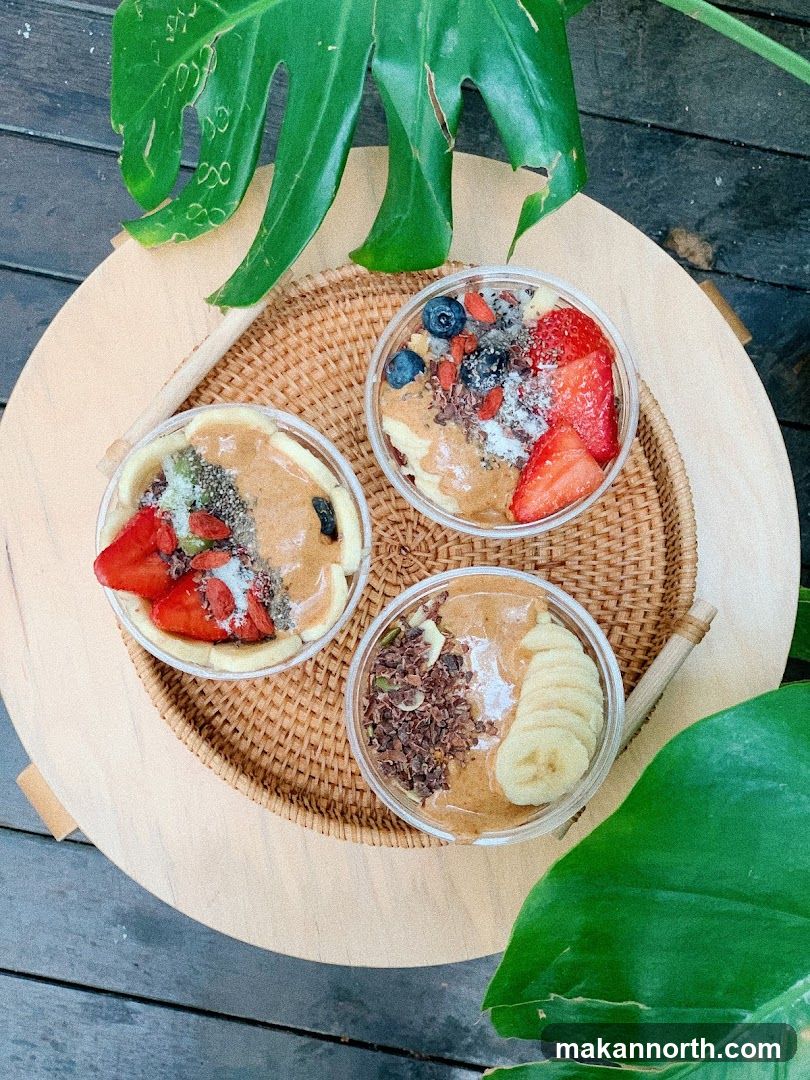 Three smoothie bowls