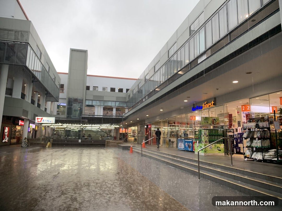 Rainy day at a shopping complex