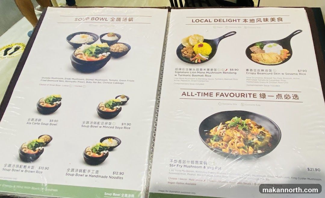 A menu with soup bowls, local delights, and all-time favorites.