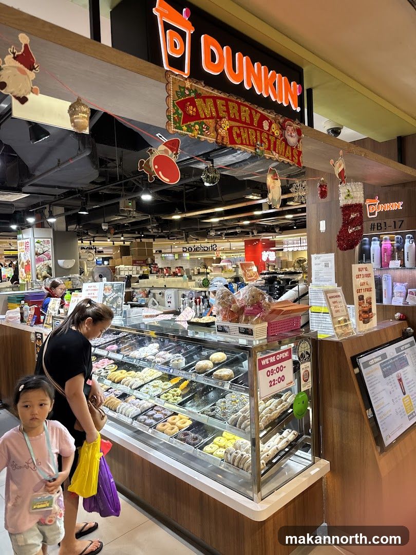 Dunkin' Donuts with Christmas Decorations