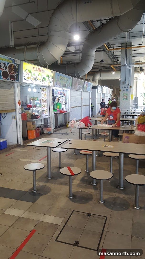 Food court with social distancing markers